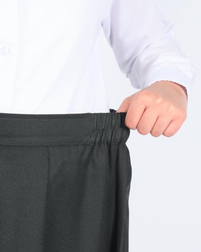 تنورة مريول مدرسية لون زيتي بخصر مطاطي