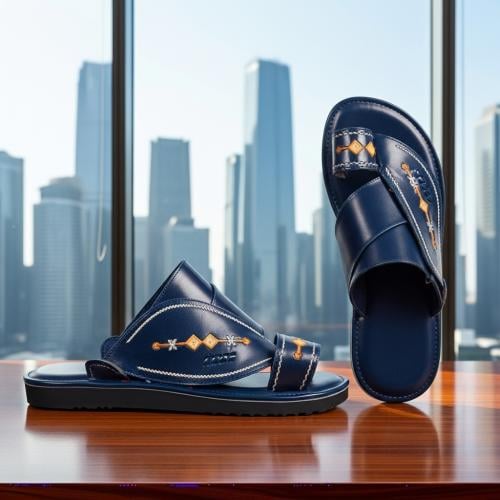 نعال رجالي كحلي بزخرفات شرقية