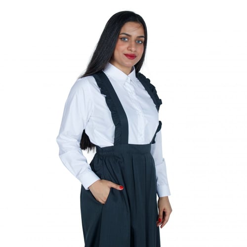 مريول مدرسي شيال للمتوسط بلون زيتي ومغاط للخصر من...