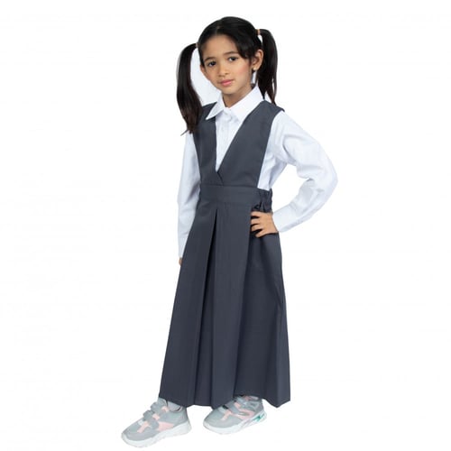 مريول روضة رصاصي بتصميم X ومطاط جانبي من كنزي