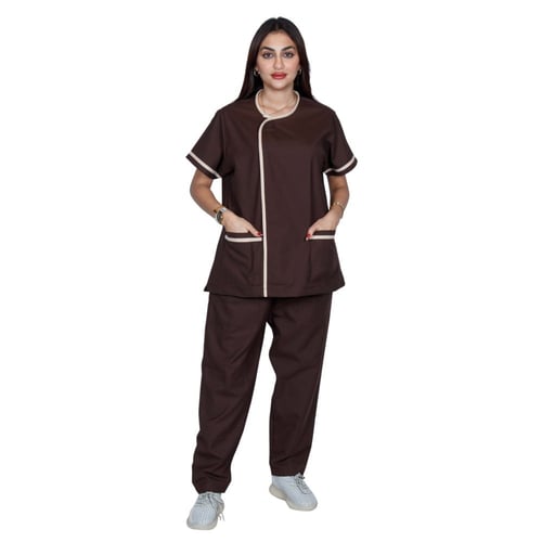 سكراب طبي للجنسين لون بني غامق وبيج