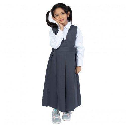 مريول روضة رصاصي بتصميم X ومطاط جانبي من كنزي