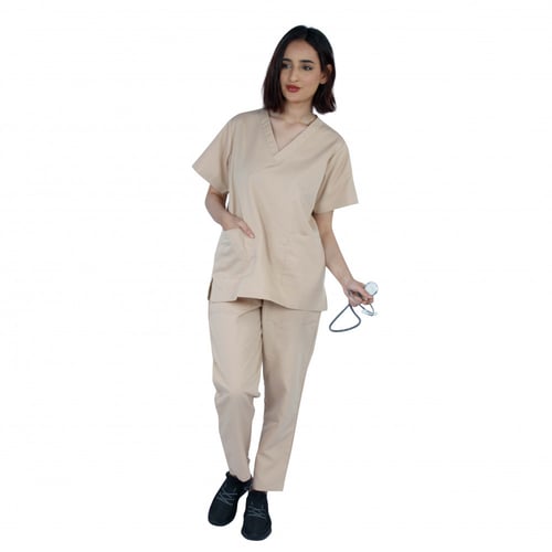 زي طبي للجنسين لون بيج