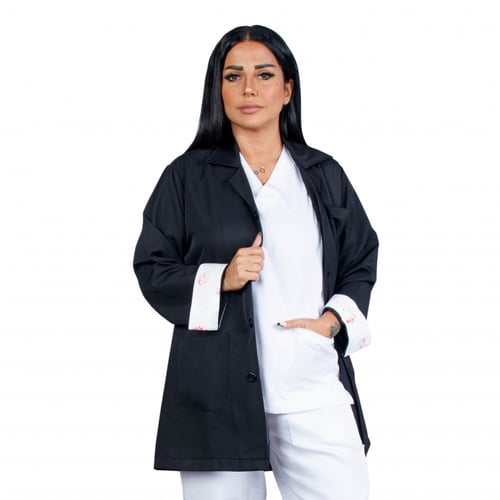 لاب كوت طبي للجنسين , بالطو طبي بأكمام مشجرة