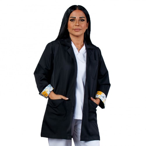 لاب كوت طبي للجنسين , بالطو طبي بأكمام مشجرة