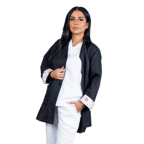 لاب كوت طبي للجنسين , بالطو طبي بأكمام مشجرة