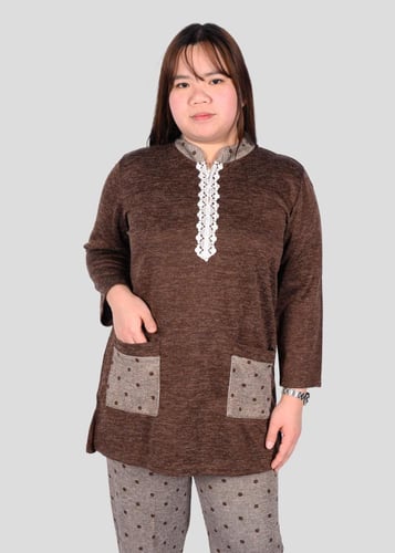 يونيفورم عاملات مخملي 3 قطع مع جيوب أمامية