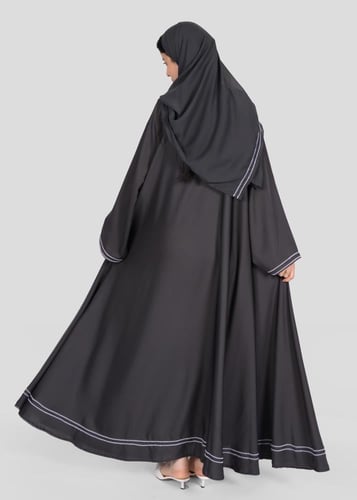 عبايةشيفون حرير مفتوحة مع طرحة