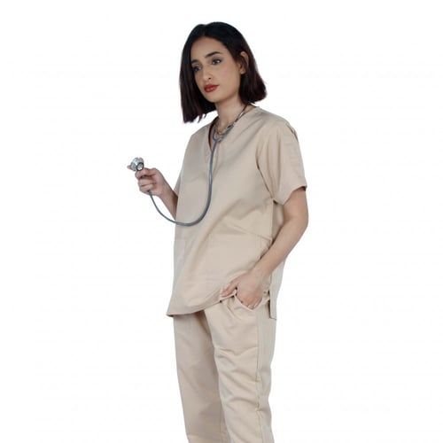 زي طبي للجنسين لون بيج