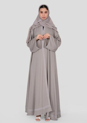 عباية شيفون حرير مفتوحة مع طرحة