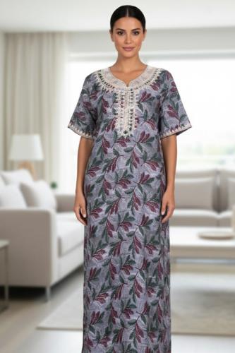 جلابية ورود طويلة بحزام خصر