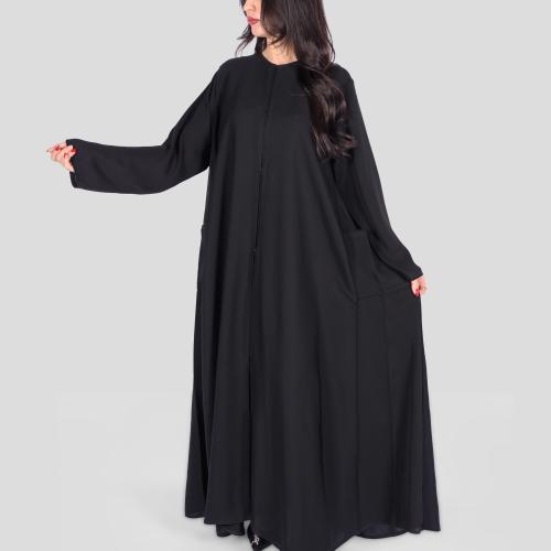 عباية نسائية سوداء بجيوب جانبية