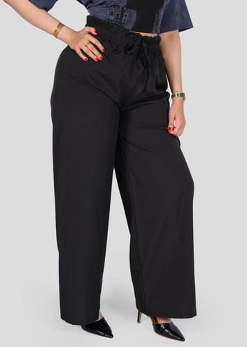 بنطلون واسع بخصر مطاطي مريح