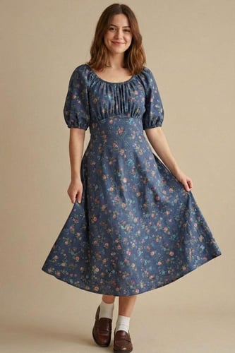 قماش رايون مشجر بنقشة الورد الريفي