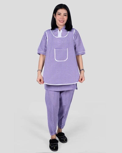 طقم عاملة منزلية مع ياقة 3 قطع