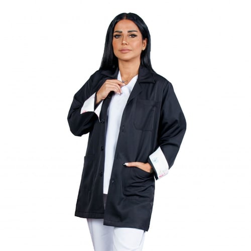 لاب كوت طبي للجنسين , بالطو طبي بأكمام مشجرة