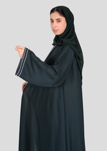 عباية شيفون حرير مفتوحة مع طرحة