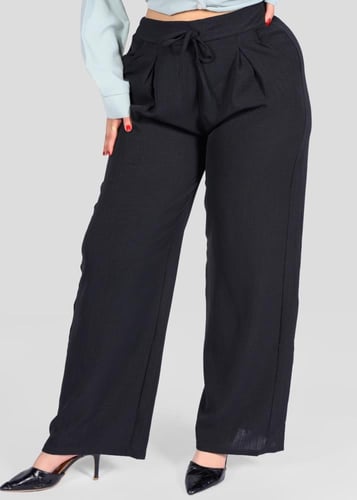 بنطلون بكسرات ناعمة وخصر قابل للربط