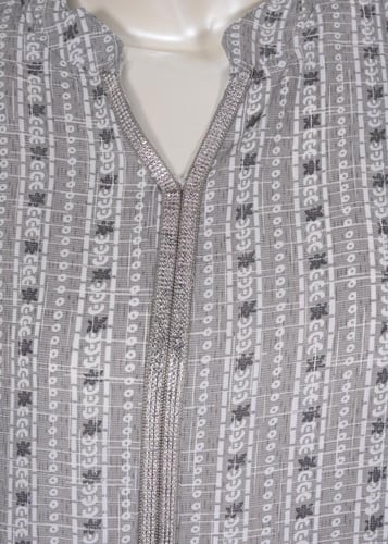 جلابية مخطط طولي بحزام قماش