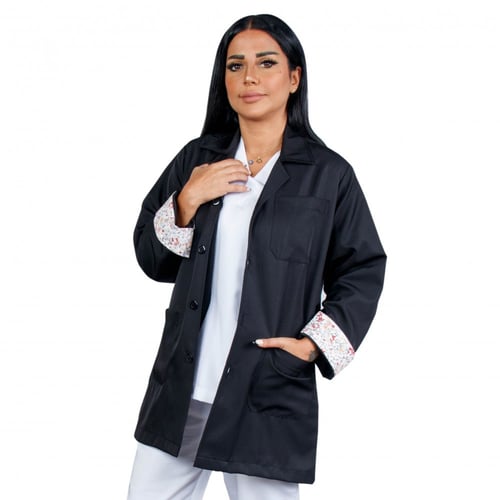 لاب كوت طبي للجنسين , بالطو طبي بأكمام مشجرة