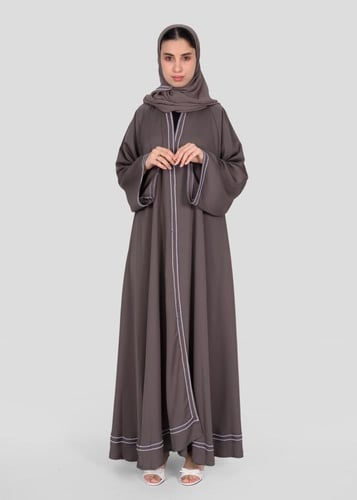 عبايةشيفون حرير مفتوحة مع طرحة