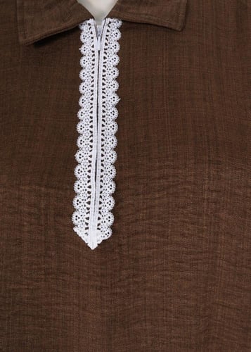 زي عاملات منزليات قطعتين بتطريز دانتيل وسحاب