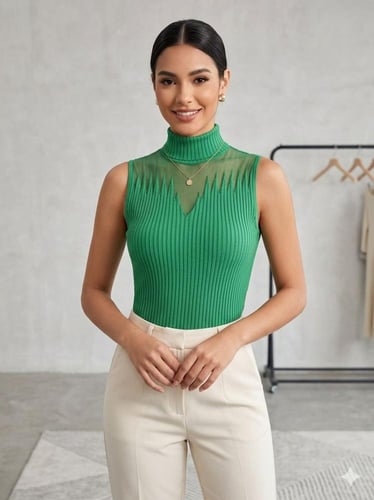 بلوزة كت تريكو هاي نك