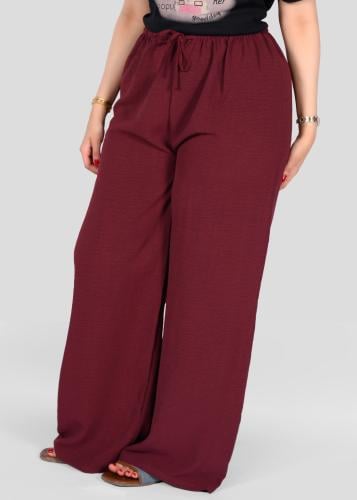 بنطلون بلازو نسائي بخصر مطاطي ورباط تعديل