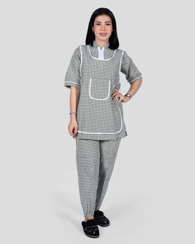 طقم عاملة منزلية مع ياقة 3 قطع