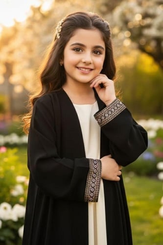 عباية بناتي بتطريز على الاكمام