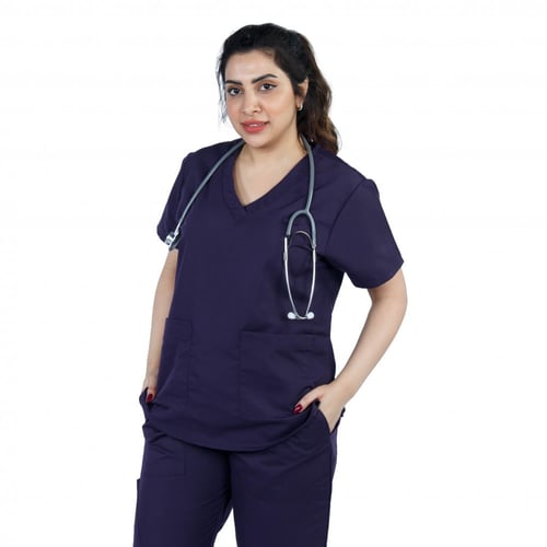 زي طبي نسائي لون بنفسجي غامق