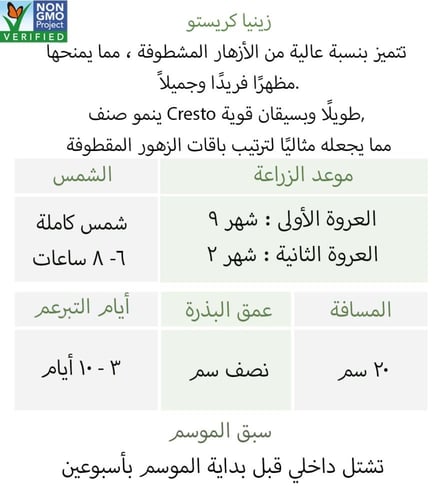 بذور زينيا كريستو الملونة - Cresto Formula Mix Unt...