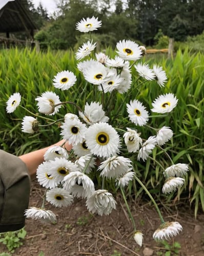 بذور بيروت بيضاء -Pierrot White Helipterum Seeds