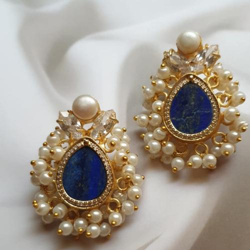 Handmade gold-plated ring with natural stones, dar...