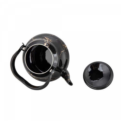 ابريق شاي غضار أسود مزخرف ذهبي