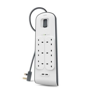 توصيلة كهرباء belkin بلكن 6 فتحات + منفذين USB بطو...