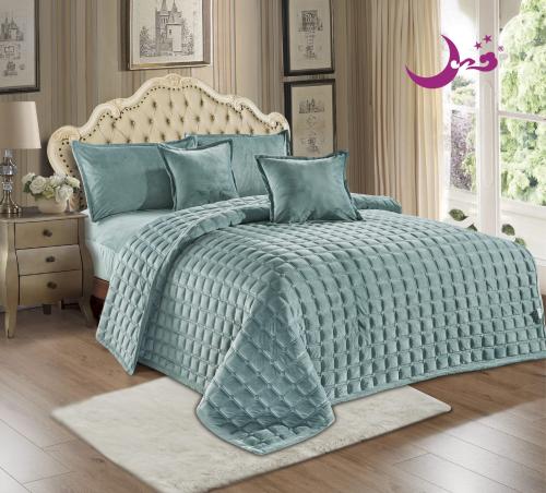 مفرش شتوي مضغوط مخمل مزدوج 6 قطع لون تركوازي
