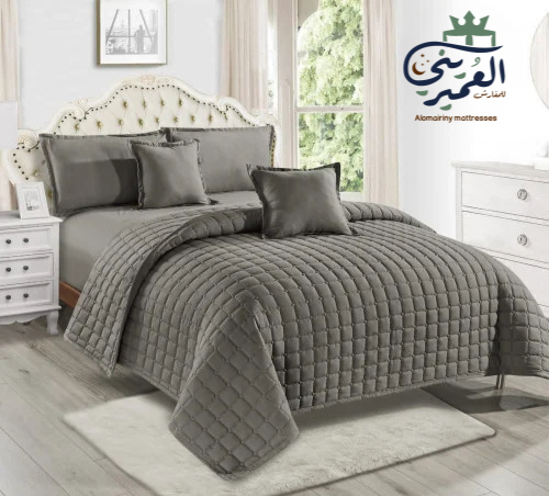 مفرش مضغوط 4 قطع نفر - رصاصي فاتح