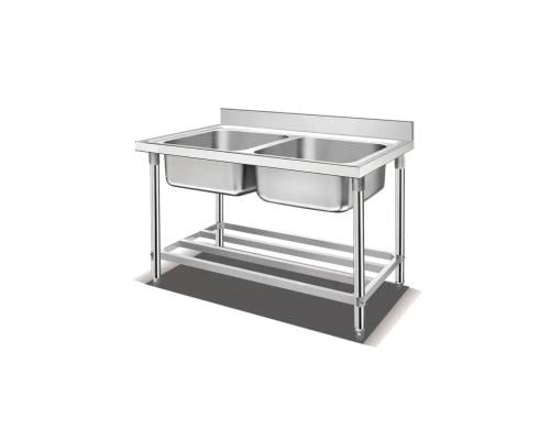 Stainless steel sink with 2 basins