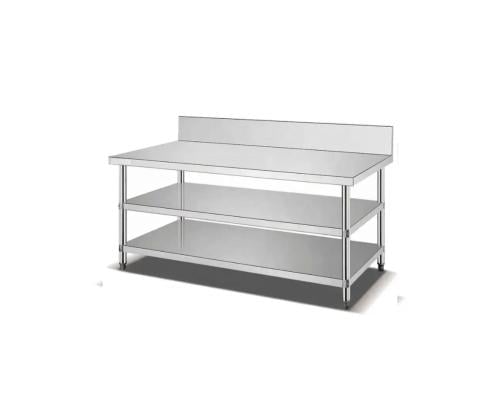 Stainless steel table with 3 shelves and flange