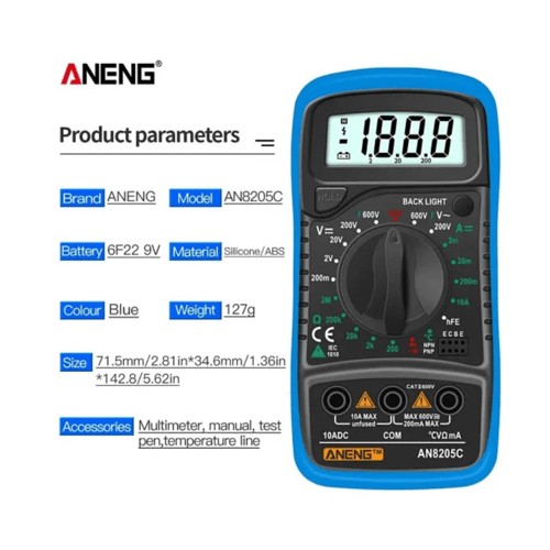 جهاز مقياس رقمي متعدد لقياس الفولتميتر التيار المت...