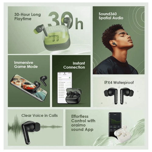 سماعة أذن اورايمو لاسلكية سبيس بودز نيو - أسود