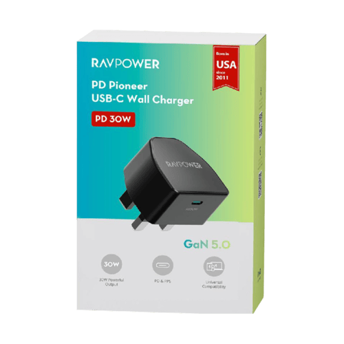 شاحن جداري راف باور بمنفذ تايب سي بقوة 30 واط - أس...