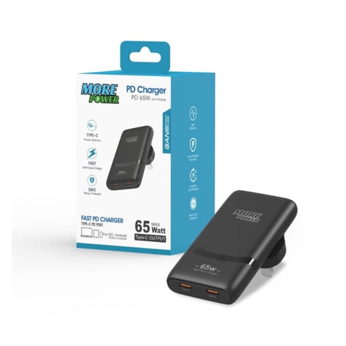 شاحن جداري مور بور بقوة 65 واط بمنفذين تايب سي - ا...