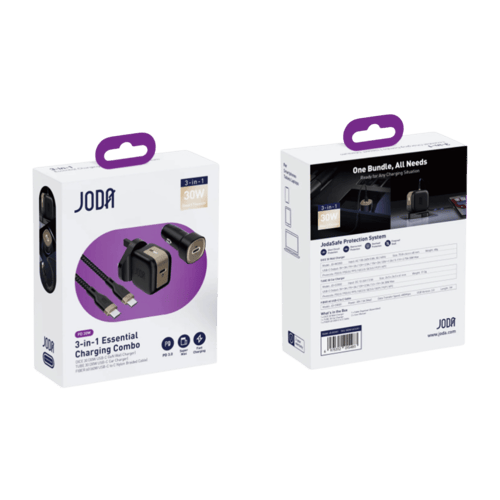 بكج جودا 3 في 1 شاحن جداري بمنفذ تايب سي بقوة 30 و...