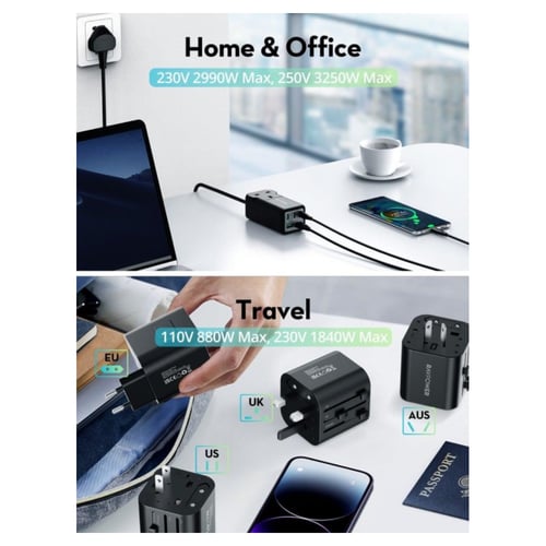 منصة شحن راف باور 75 واط ثلاث منافذ تايب سي ومنفذي...