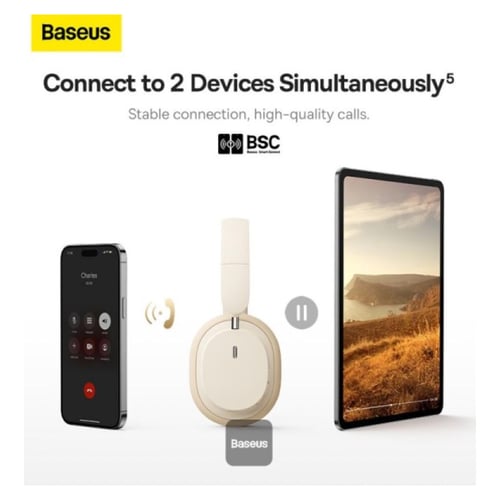 سماعة رأس بيسوس لاسلكية Bowie D05 - بيج