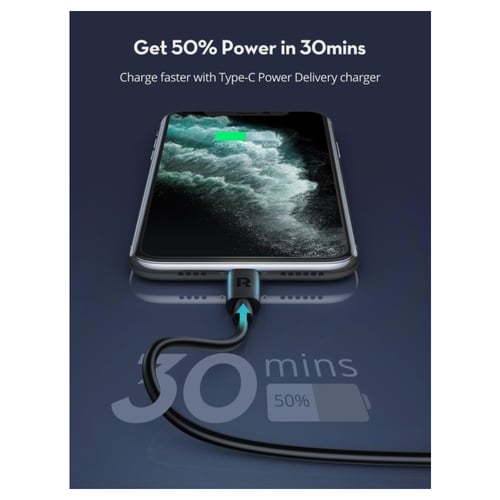 كيبل راف باور تايب سي ايفون بطول متر - اسود