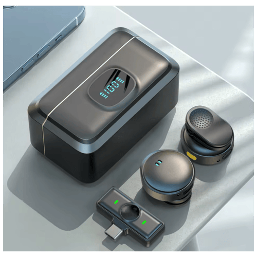 ميكروفون لاسلكي تايب سي بخاصية تقليل الضوضاء مع عل...