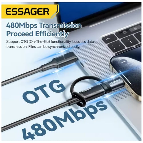 وصلة محول شحن إساجر OTG تايب سي الى ايفون